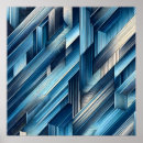 Recherche de motif géométrique abstrait posters Bleu