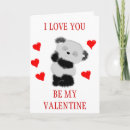 Recherche de ours panda rouge vœux cartes Valentine