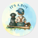Recherche de vintage baby boy shower autocollants C'est un garçon