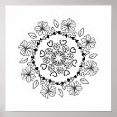 Recherche de mandala noir blanc posters Floral