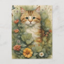 Recherche de chat et papillon cartes postales Floral
