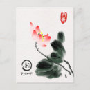 Recherche de fleur de lotus rouge cartes postales Aquarelle