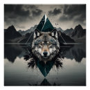 Recherche de loup et lac posters Montagne