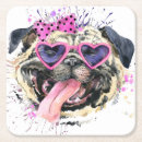 Recherche de carlins mignons dessous de verres Chien