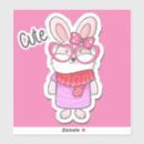 Recherche de lapin de bande dessinée autocollants Rose