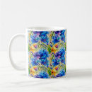 Recherche de fleurs jaunes tasses Motif aquarelle