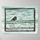 Recherche de oiseaux sur un fil posters Bleu