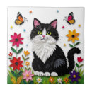 Recherche de chat noir et blanc carreaux Fleurs
