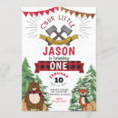Recherche de lumberjack 1ans anniversaire invitations Ours