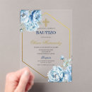 Recherche de carrées baptême invitations Fleurs bleues