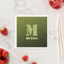 Recherche de vert olive serviettes Monogramme