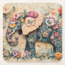 Recherche de éléphant dessous de verres Fleurs