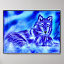 Recherche de loup dans la neige posters Bleu