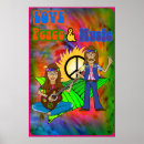 Recherche de paix et amour posters Psychédélique