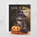 Recherche de citrouille de chat halloween invitations Vintage