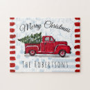 Recherche de camion rouge puzzles Arbre de noël