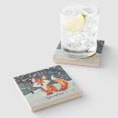 Recherche de renard rouge dessous de verres Hiver