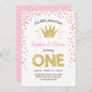 Recherche de princess 1ans anniversaire invitations Rose et or