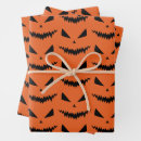 Recherche de visage citrouille halloween papier cadeau Orange