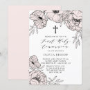 Recherche de première moderne petite communion invitations Fleurs roses