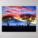 Recherche de silhouette africaine posters Coucher de soleil