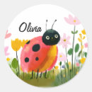 Recherche de coccinelle sur une fleur autocollants Jeune fille