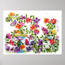 Recherche de oiseaux et fleurs posters Multicolore