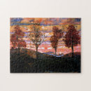 Recherche de quatre arbres puzzles Coucher de soleil