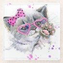 Recherche de chat minou de dessous de verres Aquarelle