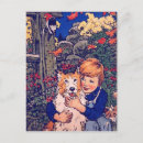 Recherche de chien vintage cartes postales Garçon