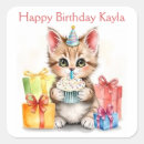Recherche de anniversaire de chaton autocollants Rose