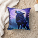 Recherche de loup bleu coussins Nuit