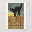 Recherche de pleine lune chat cartes postales Éffrayant