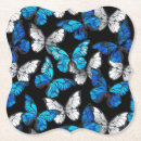Recherche de papillons bleus dessous de verres Morpho