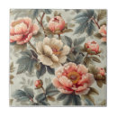 Recherche de vintage floral carreaux Crème