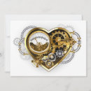 Recherche de coeur steampunk invitations Engrenages