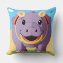 Recherche de hippopotame mignon coussins Illustration