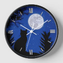 Recherche de pleine lune horloges Chat noir