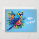 Recherche de perroquets bleus vœux cartes Tropical