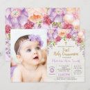 Recherche de fille petite communion invitations Fleurs d'aquarelle