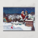 Recherche de père noël traîneau cartes postales Vintage