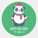 Recherche de panda noël autocollants Chapeau santa