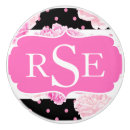 Recherche de rayures roses boutons et poignées de porte Monogramme