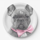 Recherche de chien de frenchie assiettes en papier Rose