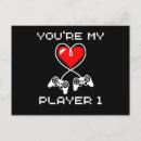 Recherche de contrôleur de jeu vidéo cartes postales Coeur