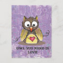Recherche de amour hibou cartes postales Coeur