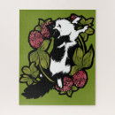 Recherche de chat noir et blanc puzzles Fleur
