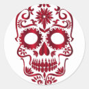 Recherche de sucre crâne autocollants Rouge