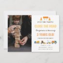 Recherche de véhicule de construction invitations Bébé garçon