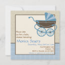 Recherche de pram baby shower invitations Bleu